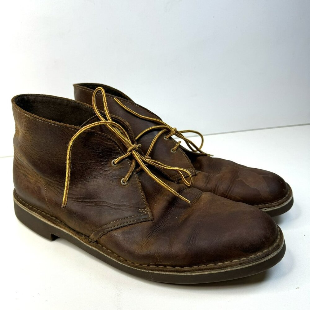 Clarks Chukka Boots Shoes Mens Size US 11.5 Buchacre Brown Leather Safari
